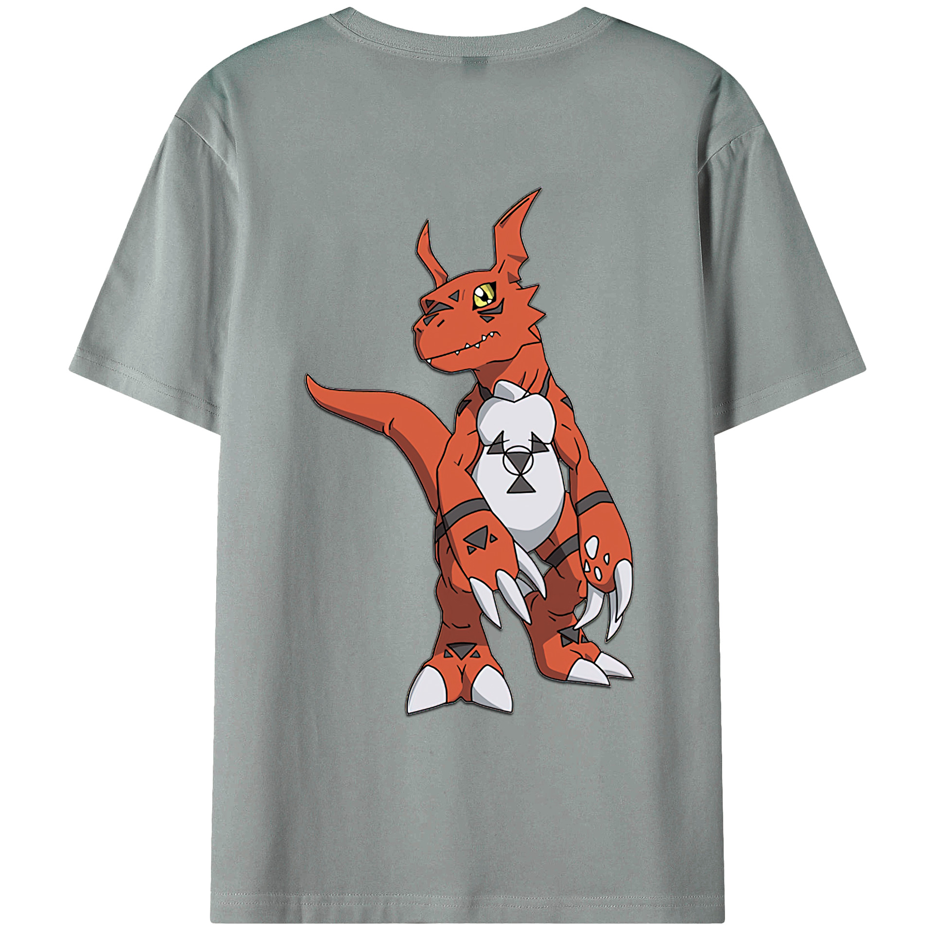 （画像用） Digimon デジタルモンスター/デジモン 綿100％ メンズ半袖Tシャツ（バックプリント） 通気性